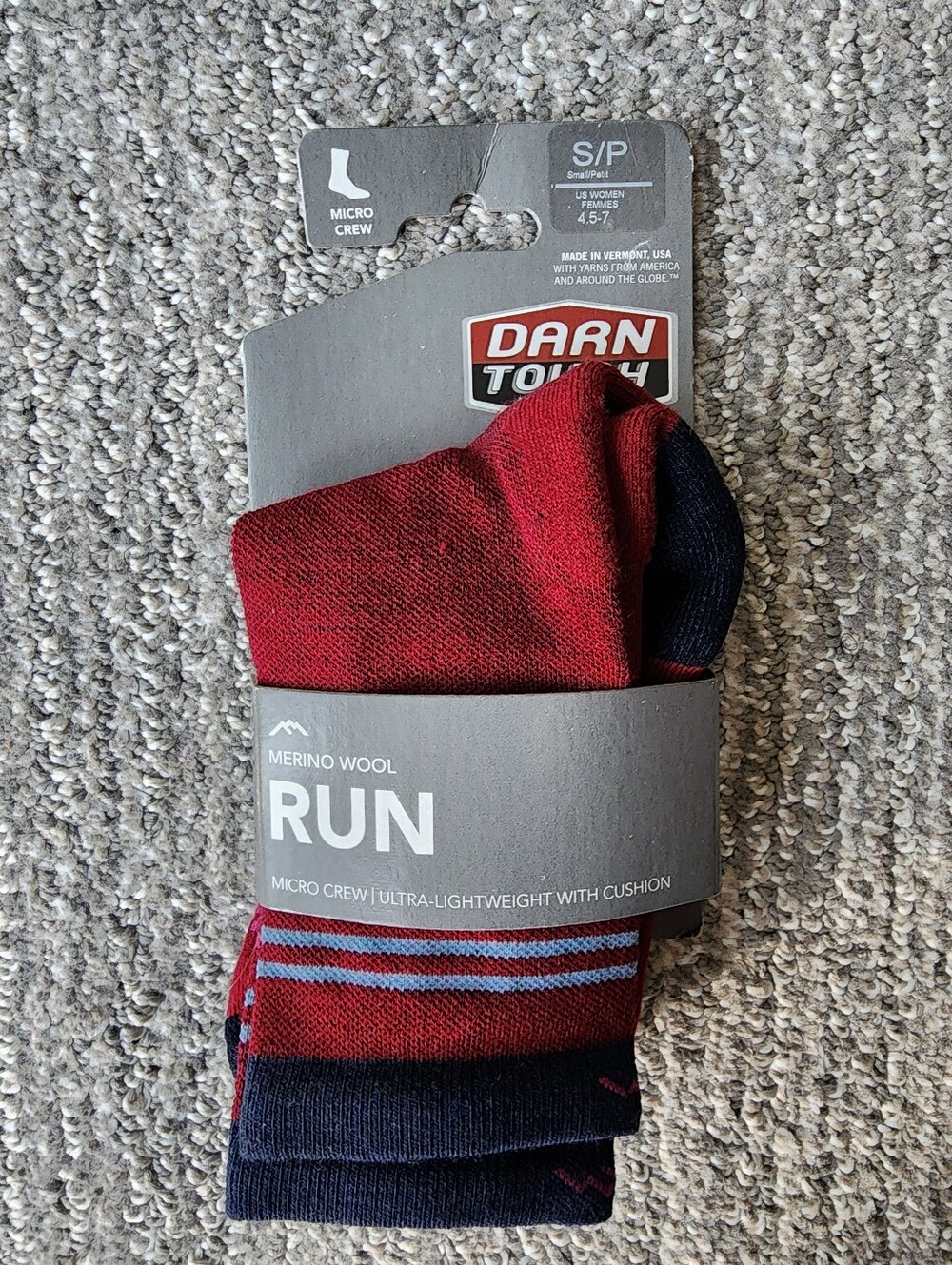 Darn Tough Women's Pacer Merino Wool Run Micro Crew Ultra Lightweight Size Small